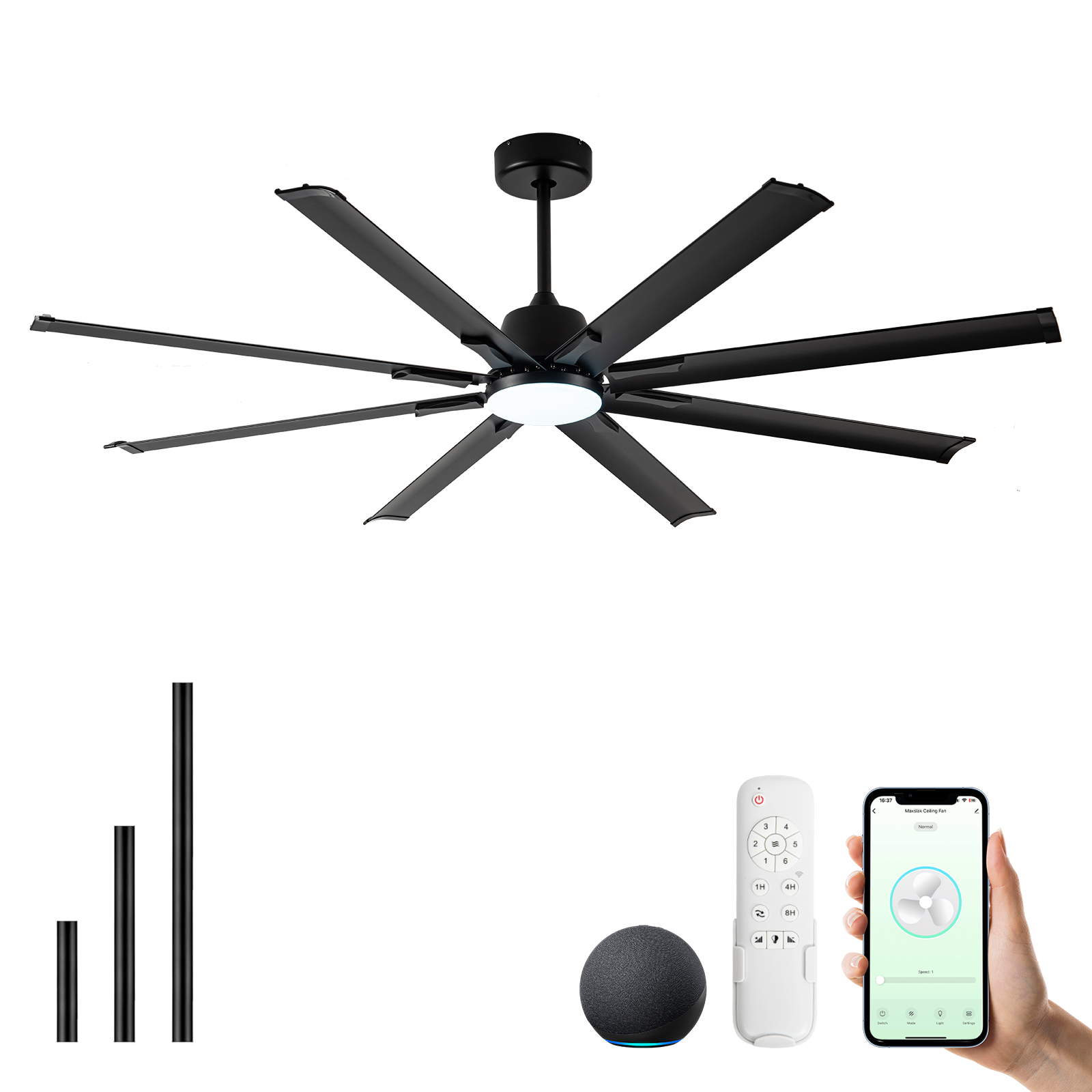 Luxe Flow 72inch DC ceiling fan in black/Nickel